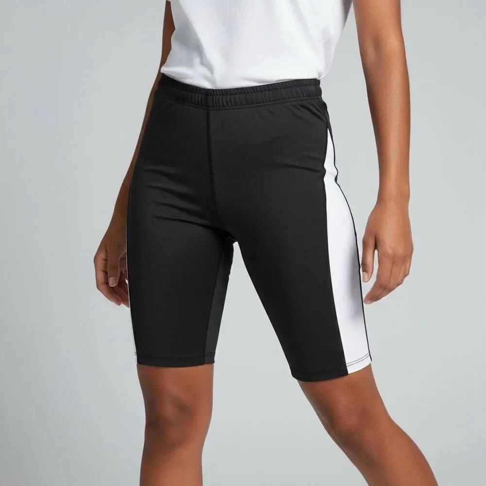 Boohoo Black & White High waisted Track Striped Biker Shorts size 8 stretchy